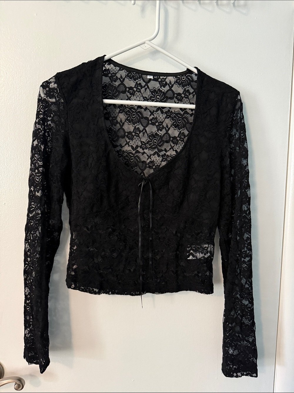 NWOT Sheer Black Lace Women's Blouse